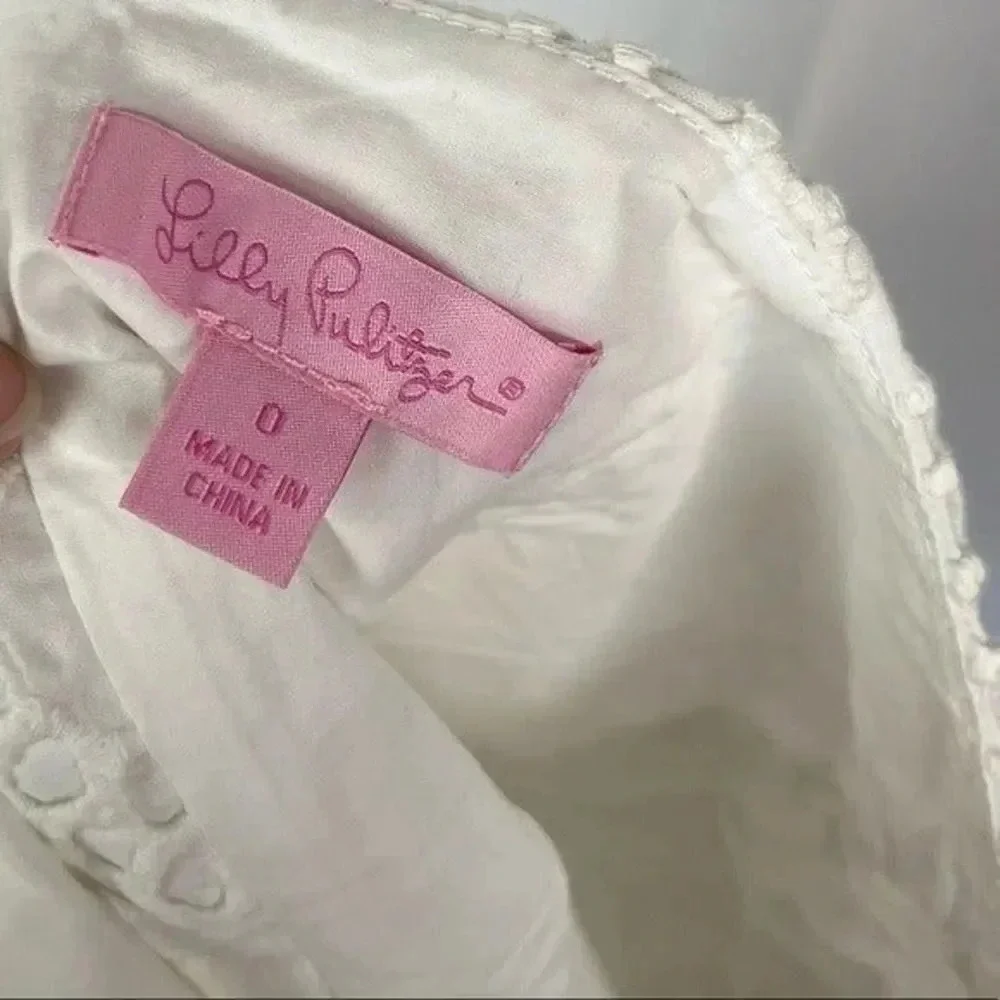Lilly Pulitzer White Tate Eyelet Lace Scallop Edge Mini Skirt 0 - Picture 5 of 5